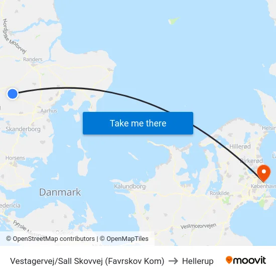 Vestagervej/Sall Skovvej (Favrskov Kom) to Hellerup map