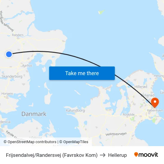 Frijsendalvej/Randersvej (Favrskov Kom) to Hellerup map