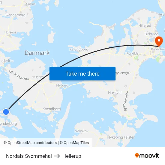 Nordals Svømmehal to Hellerup map