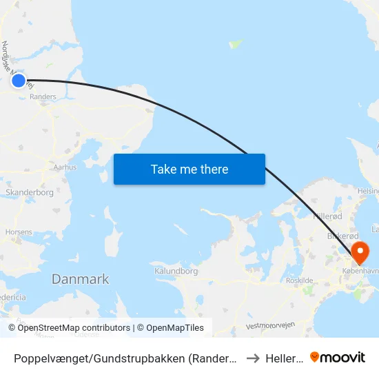 Poppelvænget/Gundstrupbakken (Randers Kom) to Hellerup map
