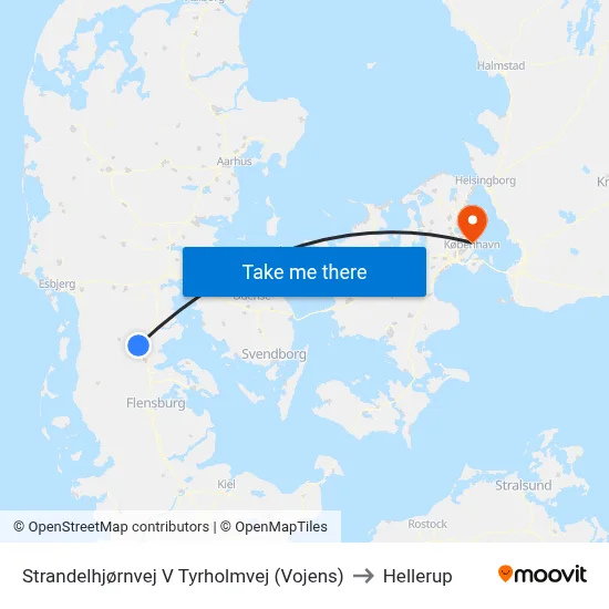 Strandelhjørnvej V Tyrholmvej (Vojens) to Hellerup map