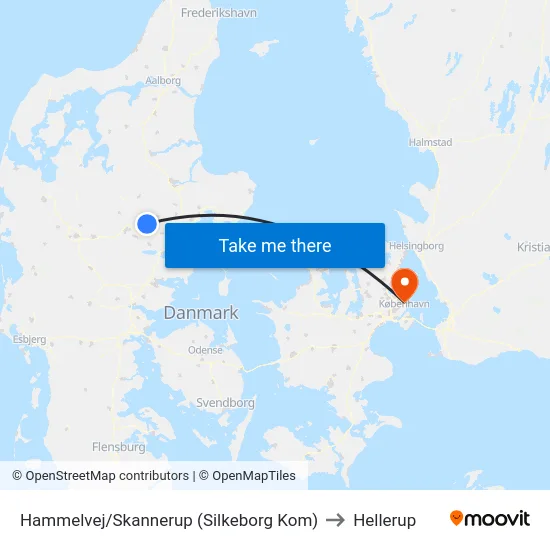 Hammelvej/Skannerup (Silkeborg Kom) to Hellerup map
