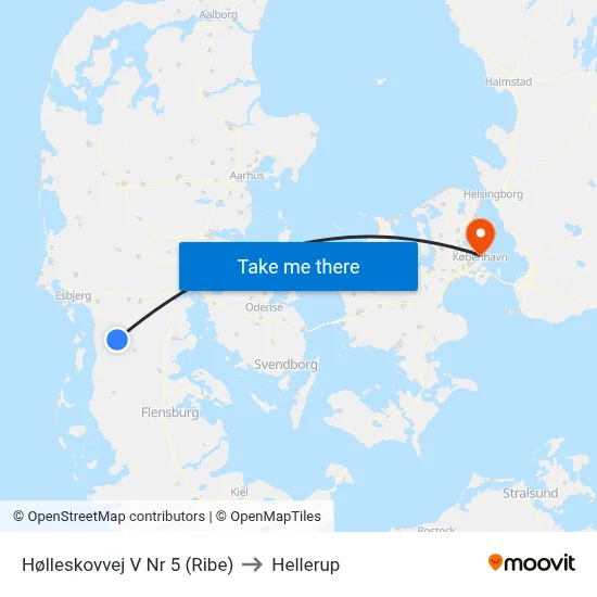 Hølleskovvej V Nr 5 (Ribe) to Hellerup map