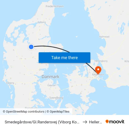 Smedegårdsve/Gl.Randersvej (Viborg Kom) to Hellerup map