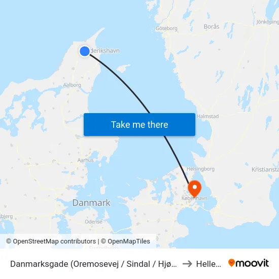 Danmarksgade (Oremosevej / Sindal / Hjørring K.) to Hellerup map