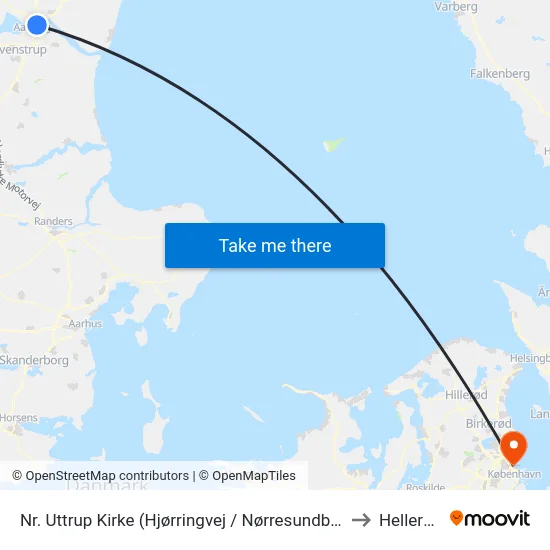 Nr. Uttrup Kirke (Hjørringvej / Nørresundby) to Hellerup map