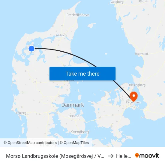 Morsø Landbrugsskole (Mosegårdsvej / Vodstrup) to Hellerup map