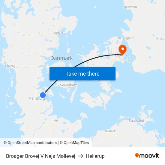 Broager Brovej V Nejs Møllevej to Hellerup map