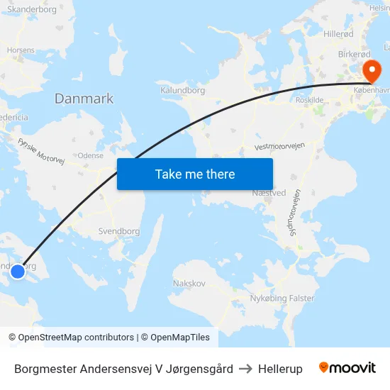 Borgmester Andersensvej V Jørgensgård to Hellerup map
