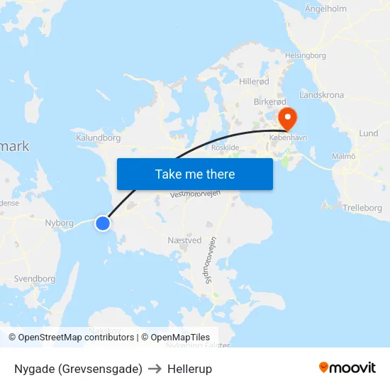 Nygade (Grevsensgade) to Hellerup map