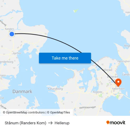 Stånum (Randers Kom) to Hellerup map