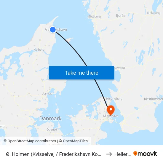Ø. Holmen (Kvisselvej / Frederikshavn Kommune) to Hellerup map