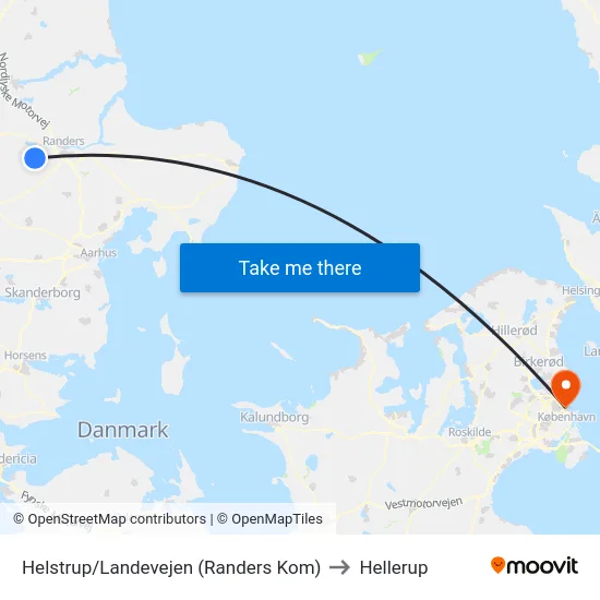 Helstrup/Landevejen (Randers Kom) to Hellerup map
