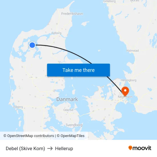 Debel (Skive Kom) to Hellerup map