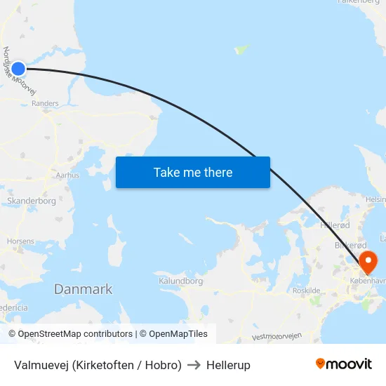 Valmuevej (Kirketoften / Hobro) to Hellerup map