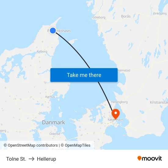Tolne St. to Hellerup map