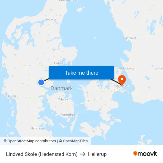 Lindved Skole (Hedensted Kom) to Hellerup map