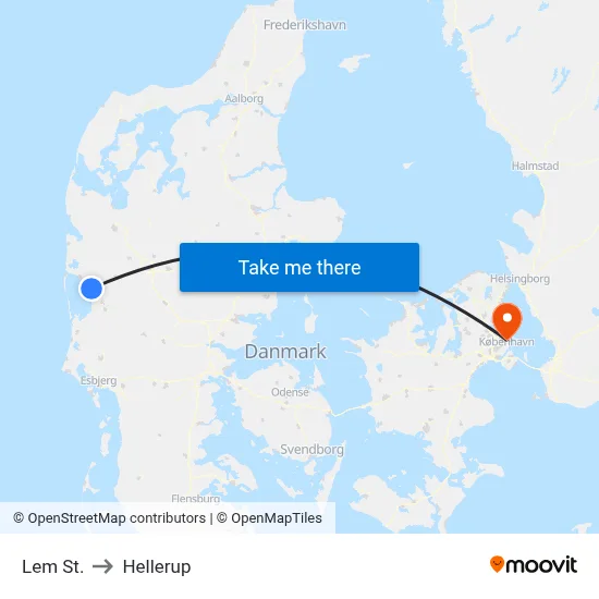 Lem St. to Hellerup map