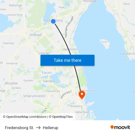 Fredensborg St. to Hellerup map