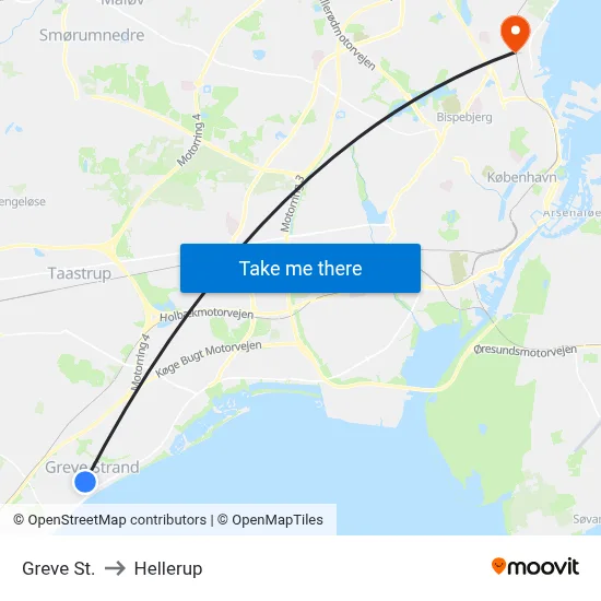Greve St. to Hellerup map