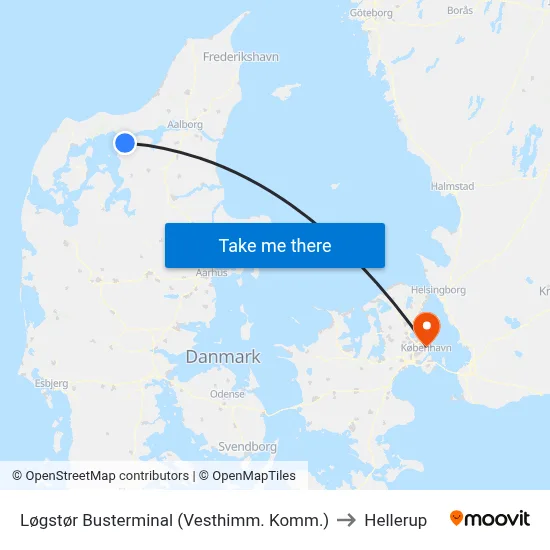 Løgstør Busterminal (Vesthimm. Komm.) to Hellerup map