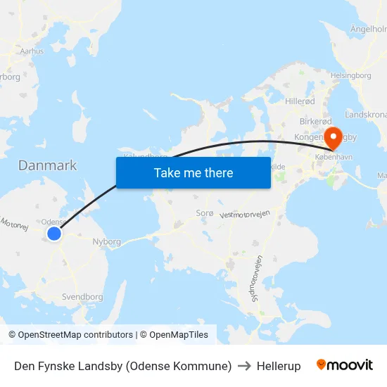 Den Fynske Landsby (Odense Kommune) to Hellerup map