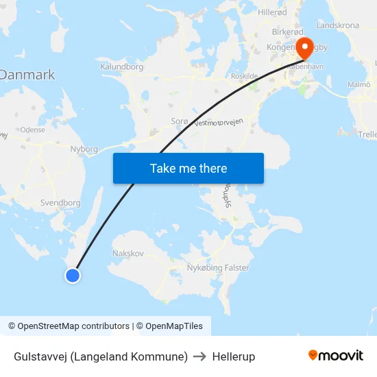 Gulstavvej (Langeland Kommune) to Hellerup map
