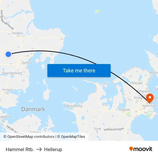 Hammel Rtb. to Hellerup map