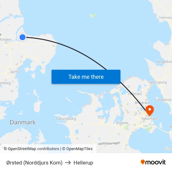 Ørsted (Norddjurs Kom) to Hellerup map