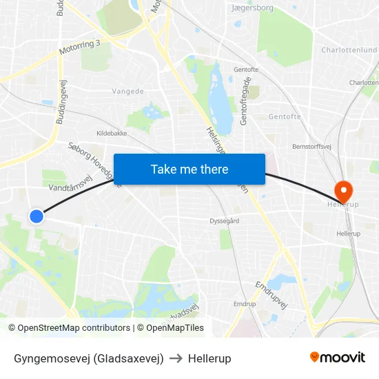 Gyngemosevej (Gladsaxevej) to Hellerup map