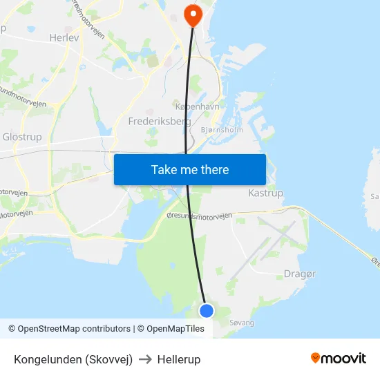 Kongelunden (Skovvej) to Hellerup map