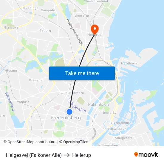 Helgesvej (Falkoner Allé) to Hellerup map