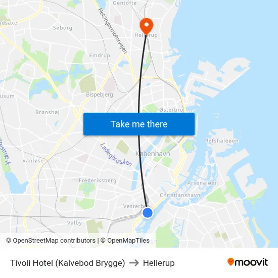 Tivoli Hotel (Kalvebod Brygge) to Hellerup map