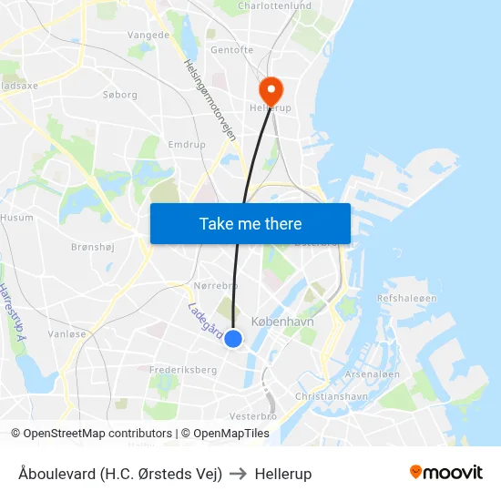 Åboulevard (H.C. Ørsteds Vej) to Hellerup map
