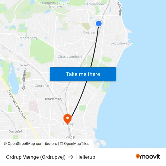 Ordrup Vænge (Ordrupvej) to Hellerup map