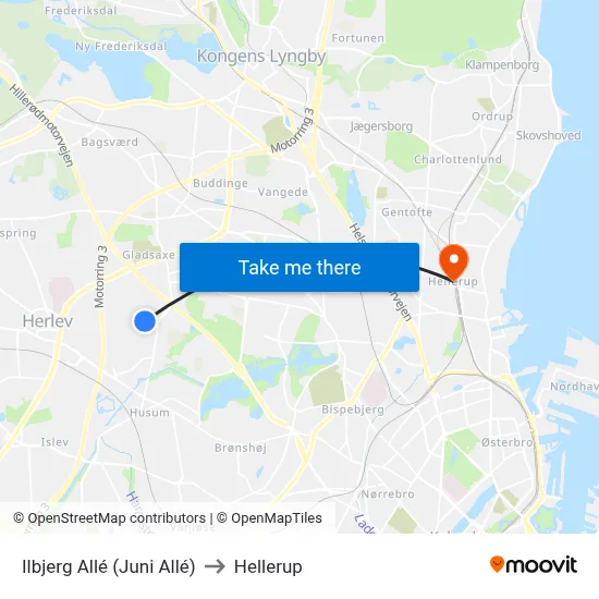 Ilbjerg Allé (Juni Allé) to Hellerup map