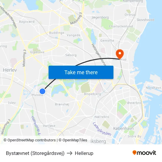 Bystævnet (Storegårdsvej) to Hellerup map