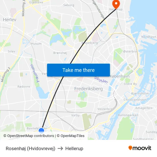 Rosenhøj (Hvidovrevej) to Hellerup map