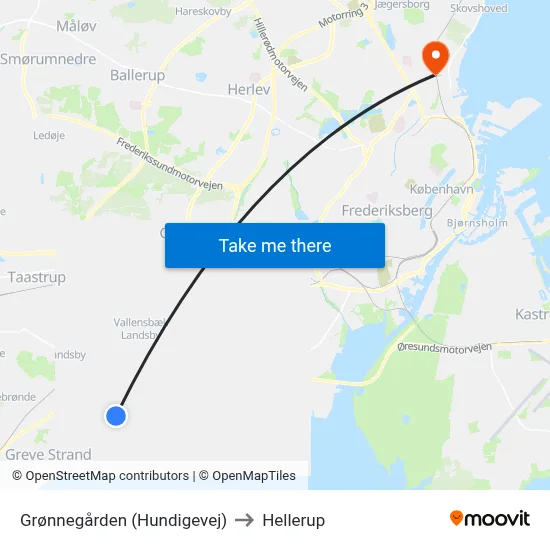 Grønnegården (Hundigevej) to Hellerup map