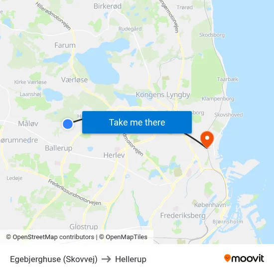 Egebjerghuse (Skovvej) to Hellerup map