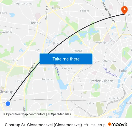 Glostrup St. Glosemosevej (Glosemosevej) to Hellerup map