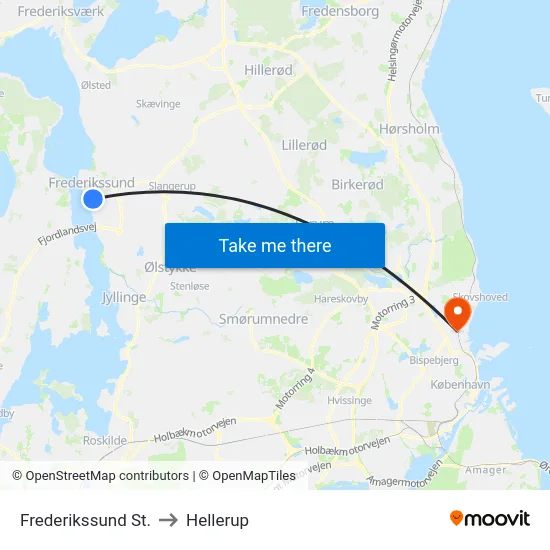 Frederikssund St. to Hellerup map
