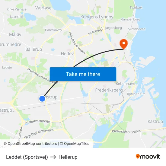Leddet (Sportsvej) to Hellerup map