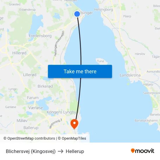 Blichersvej (Kingosvej) to Hellerup map
