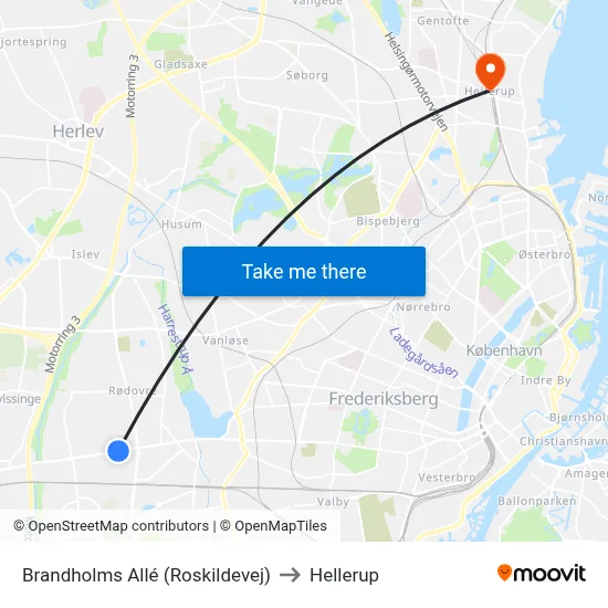 Brandholms Allé (Roskildevej) to Hellerup map