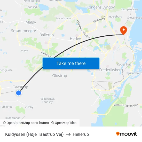 Kuldyssen (Høje Taastrup Vej) to Hellerup map