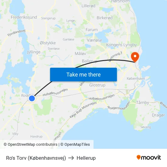 Ro's Torv (Københavnsvej) to Hellerup map