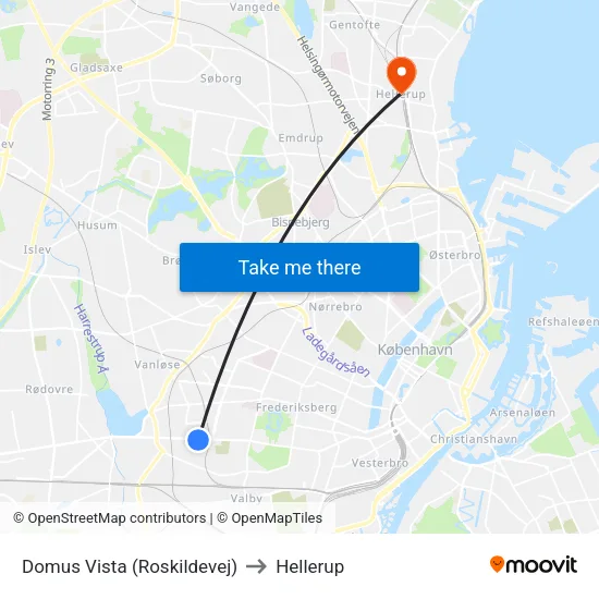 Domus Vista (Roskildevej) to Hellerup map
