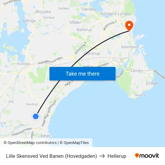 Lille Skensved Ved Banen (Hovedgaden) to Hellerup map