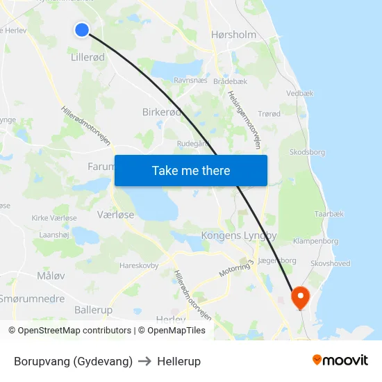 Borupvang (Gydevang) to Hellerup map